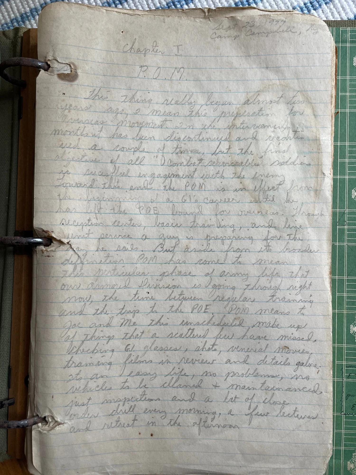 Handwritten WWII journal